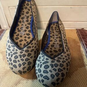 Rothy's Leopard Print Flats with Blue Trim